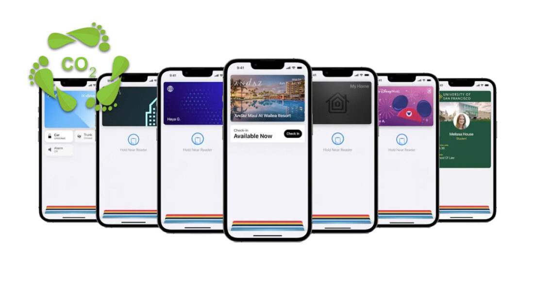 Apple Wallet example with low CO2 icon